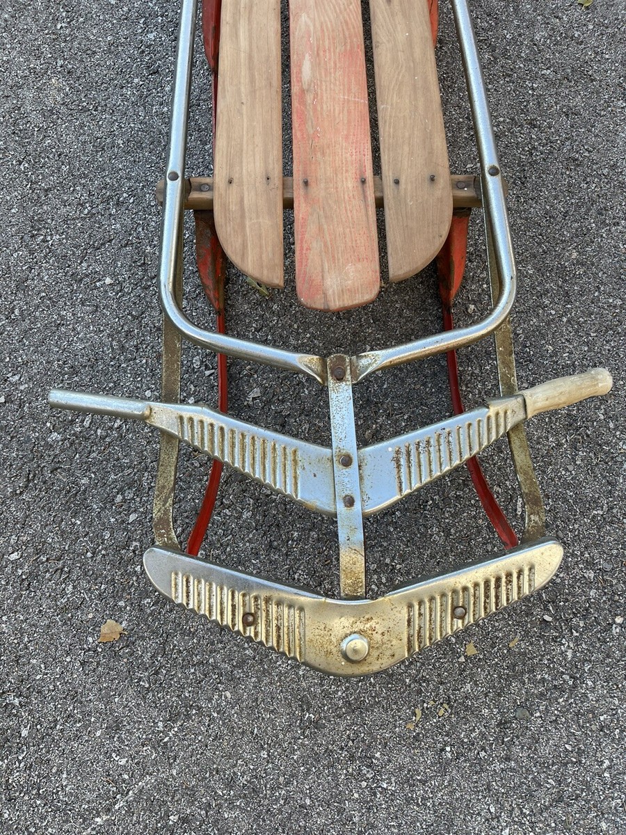 Vintage Antique Wood Metal Sled Sleigh 56” with Handle | eBay