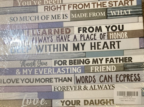 Dear Daddy, Love Your Daughter On Canvas 11” X 15” NEW - Picture 3 of 5