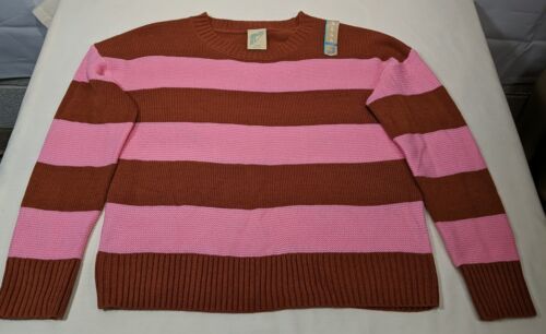 THERE ABOUTS Girl's Red & Pink Stripe Crew Neck Long Sleeve Sweater size XL NWT