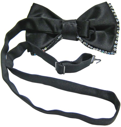 New men's pre-tied bowtie hankie set sequins Black Burgundy Blue Silver Gold - Picture 2 of 7