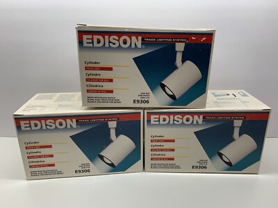Set Of 3 Edison Track Lighting Cylinder Light Heads E9306 White