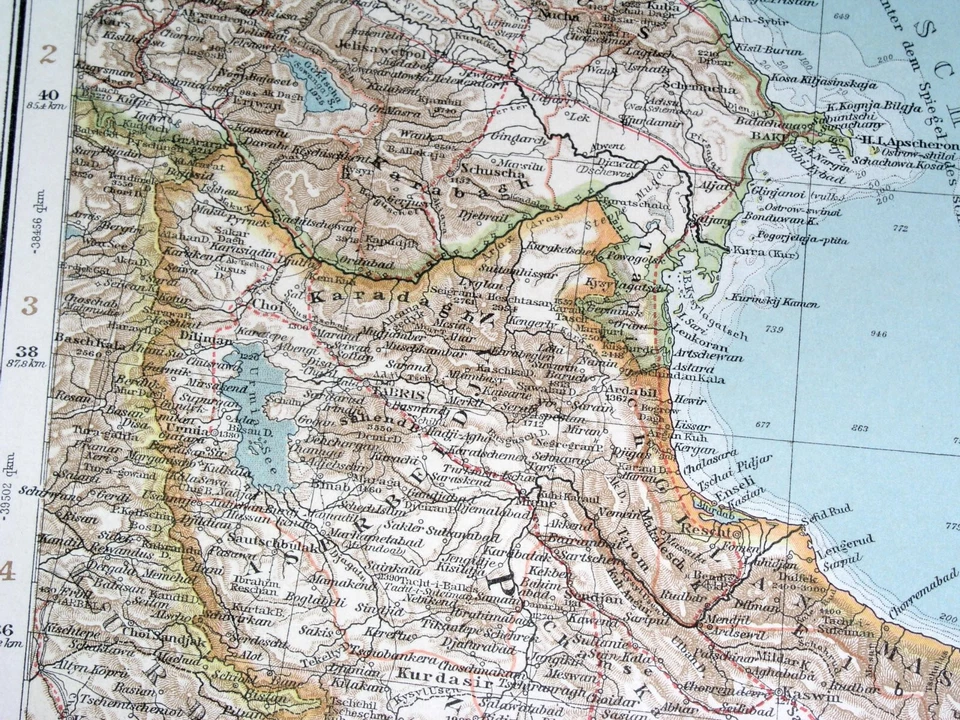 MAPA ANTIGUO ORIGINAL DE PERSIA 1910 IRANÍ AFGANISTÁN PAKISTÁN TURQUESTÁN Foto 3 de 4