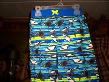 WONDER NATION BOYS SHARK DESIGN SWIMMING TRUNKS SIZE XL 14-16 BLUE ELASTIC WAIST