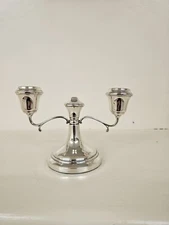 Sterling Silver Candelabra Two Branch - Weighted Base - Birmingham Hallmark 