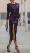 ZARA Exposed Back 3/4 Sleeve Festive Days Midi Dress Women's Size XS
