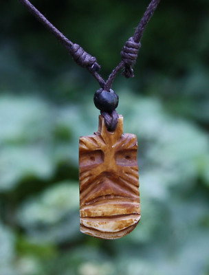 10 Halsketten Tiki Anhänger Horn Schmuck Lederkette Ethno Kette Maori Anhänger