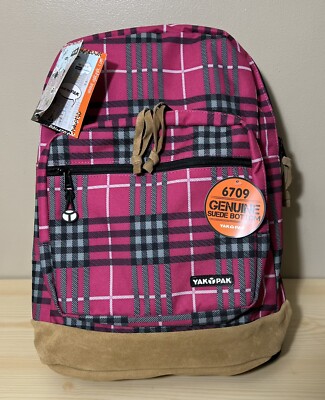 YAKPAK Pink Plaid BACKPACK Suede Bottom Work, School, Hiking  display picture 3