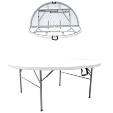 Plastic 4ft Centre Fold Round Banquet Table with Folding Legs