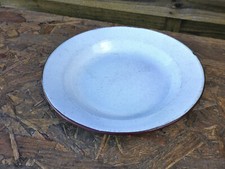 Blechteller alt emailliert Feldgeschirr Speiseteller Essteller braun  24 cm jo05