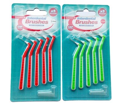 INTERDENTALBÜRSTEN - 5er-Pack abgewinkelte Köpfe - Plaqueentferner - Kappe enthalten 