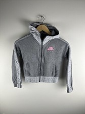 Nike Jacket Girls Small Gray Full Zip Hoodie Tech Gym Performance Kids Youth A62