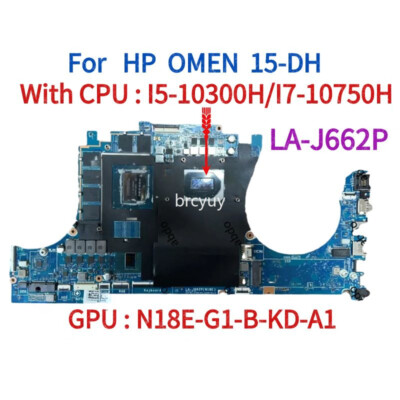 LA-J662P For HP OMEN 15-DH Motherboard.With CPU I5-10300H GPU N18E-G1-B-KD-A1