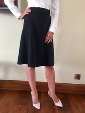 PRADA Milan Navy Blue A-line Skirt With Bow Belt Sz 42 UK 8 Small