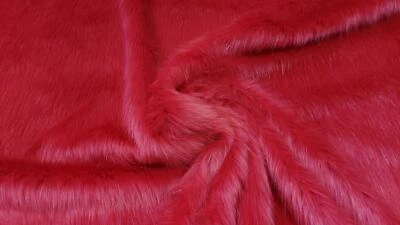CRS FUR FABRICS Super Luxury Faux Fur Fabric Material - LONG PILE CHERRY
