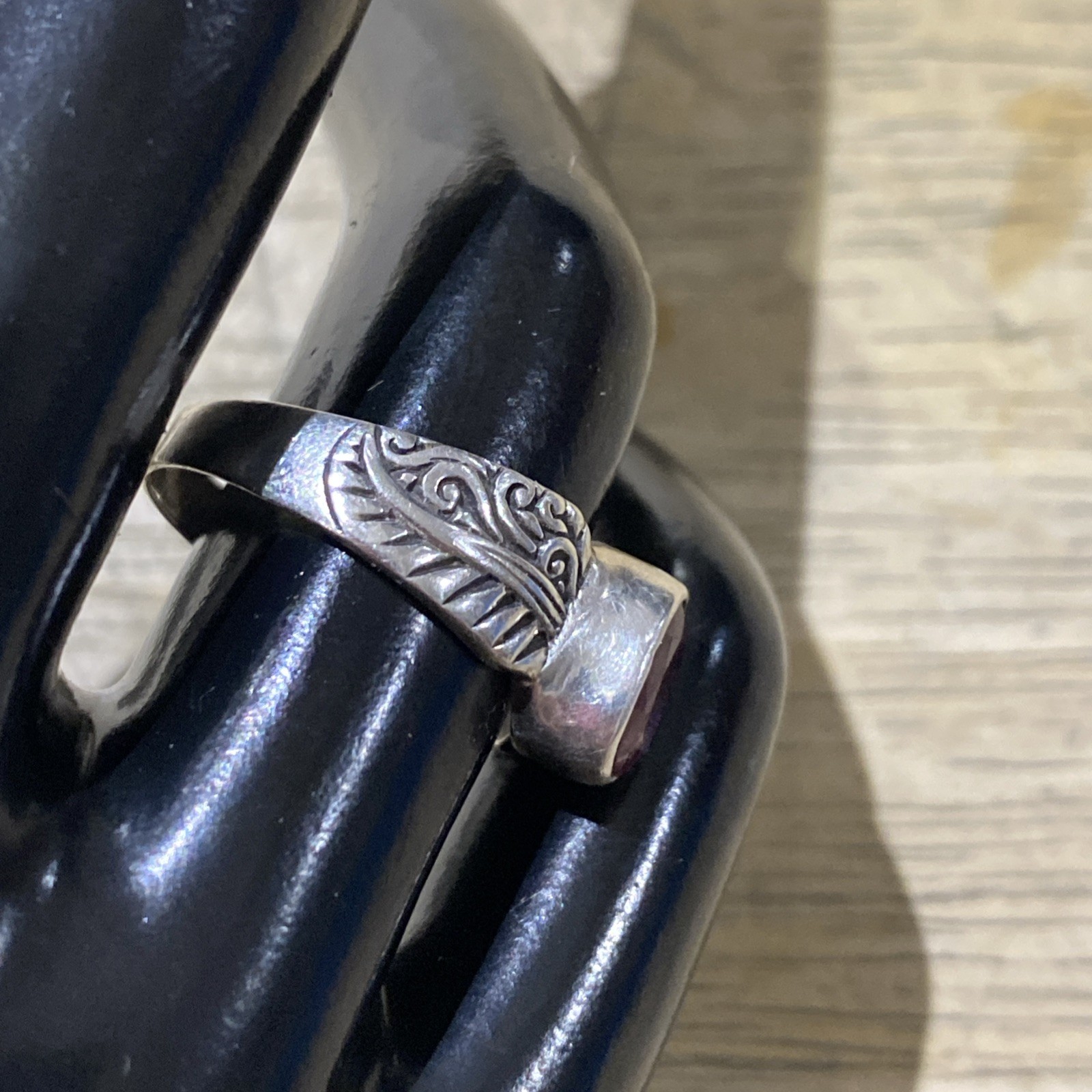 Ruby Ring, Silver Band - image 5