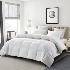 Serta Goose Feather Down Fiber Comforter King Size - 100 Cotton Cover Duvet ...