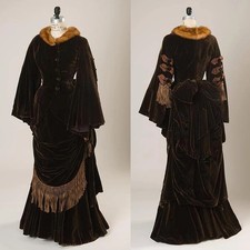 Victorian Georgian Velvet Bustle Dress Set Afternoon Dress Duchess Daily Dress