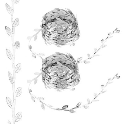 22 Yards Silver Leaf Ribbon Leaves Trim Rope Artificial Style 8