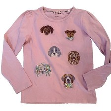 Mini Boden: Girls Long Sleeve Pink Top; Dog Appliqu s, Excell. Cond, 6-7 Y 
