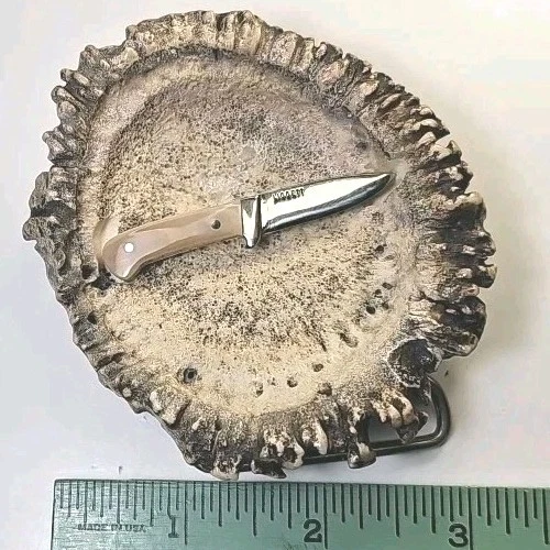 Cuchillo de colección Liggett Mini Cazador Hecho a mano Cuerno de alce Hebilla de cinturón   Foto 3 de 4