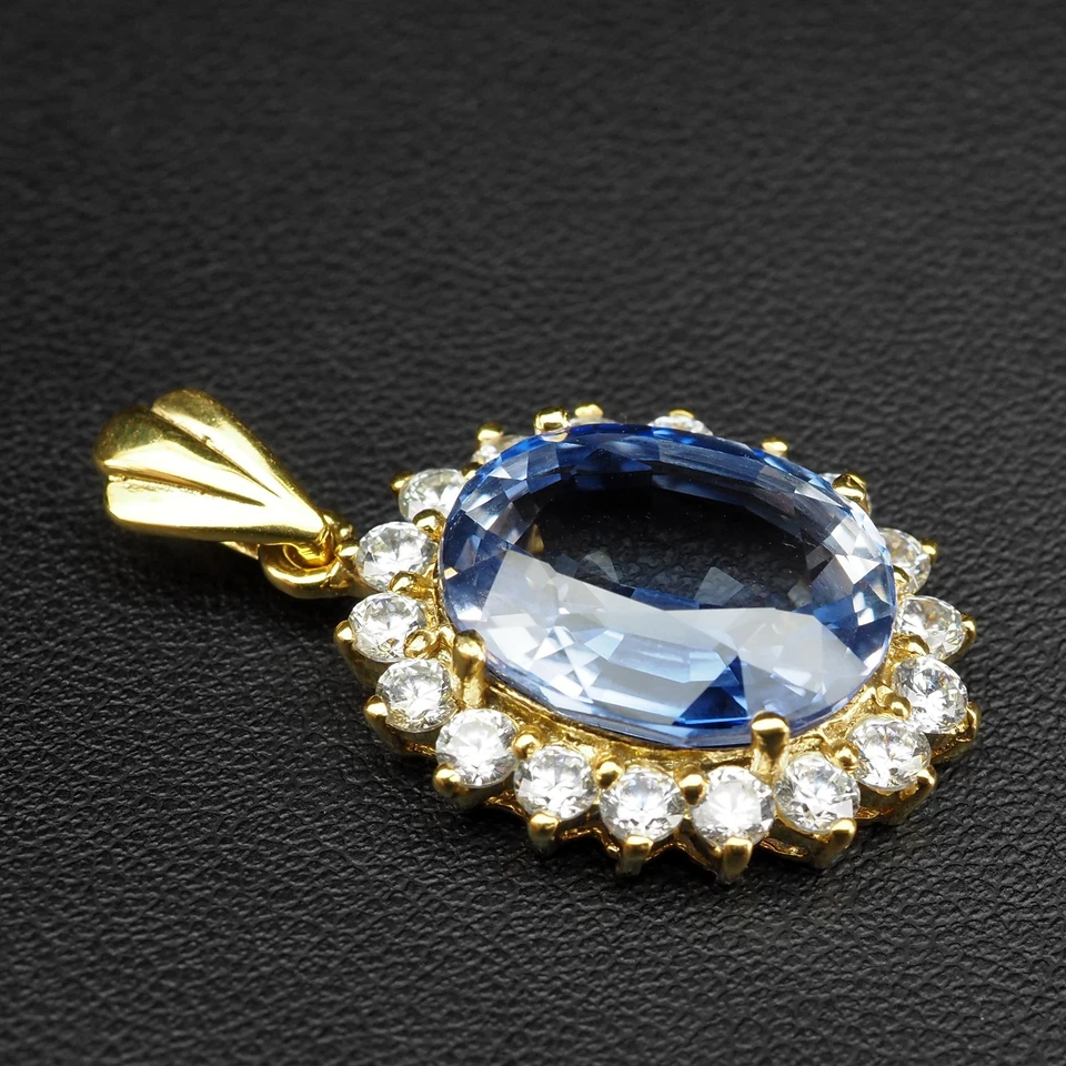 Подвески ручной работы из стерлингового серебра 925 пробы с драгоценным васильковым синим сапфиром 12,35 карата - Изображение 4 из 4