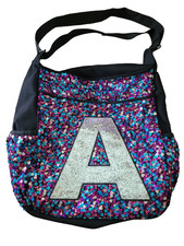    Girl's Justice Initial A Sequin Messenger Bag Large New Multi Color