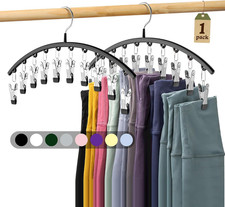 Legging Organizer for Closet, Metal Yoga Pants Hangers 1 Pack W/10 Clips Holds 1