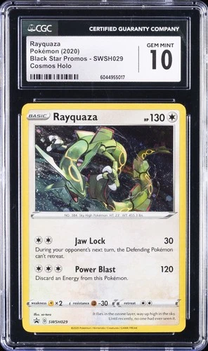 2020 POKEMON BLACK STAR PROMOS COSMOS HOLO #SWSH029 RAYQUAZA CGC 10 GEM MINT