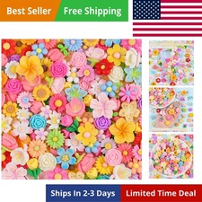 100PCS Flower Slime Charms Cute Flatback Resin Charms for Slime, Kawaii Rando...