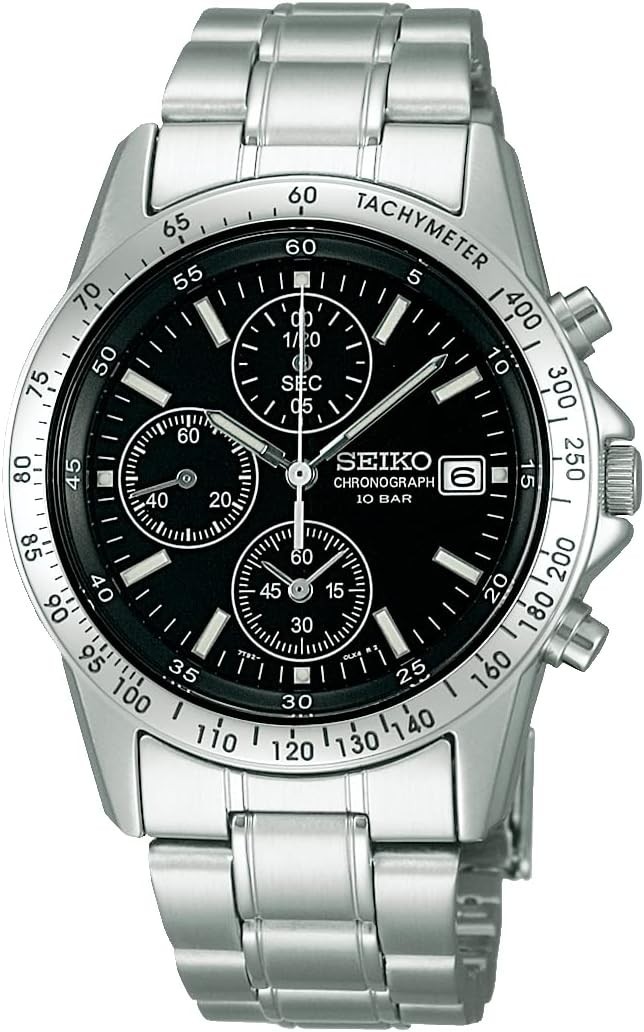 SEIKO SBTQ041 37mm Chronograph Black Dial Quartz Men's Watch Japan