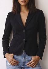 NWOT Talbots Women s Size 8 Black Cotton Two Button Single Breasted Blazer