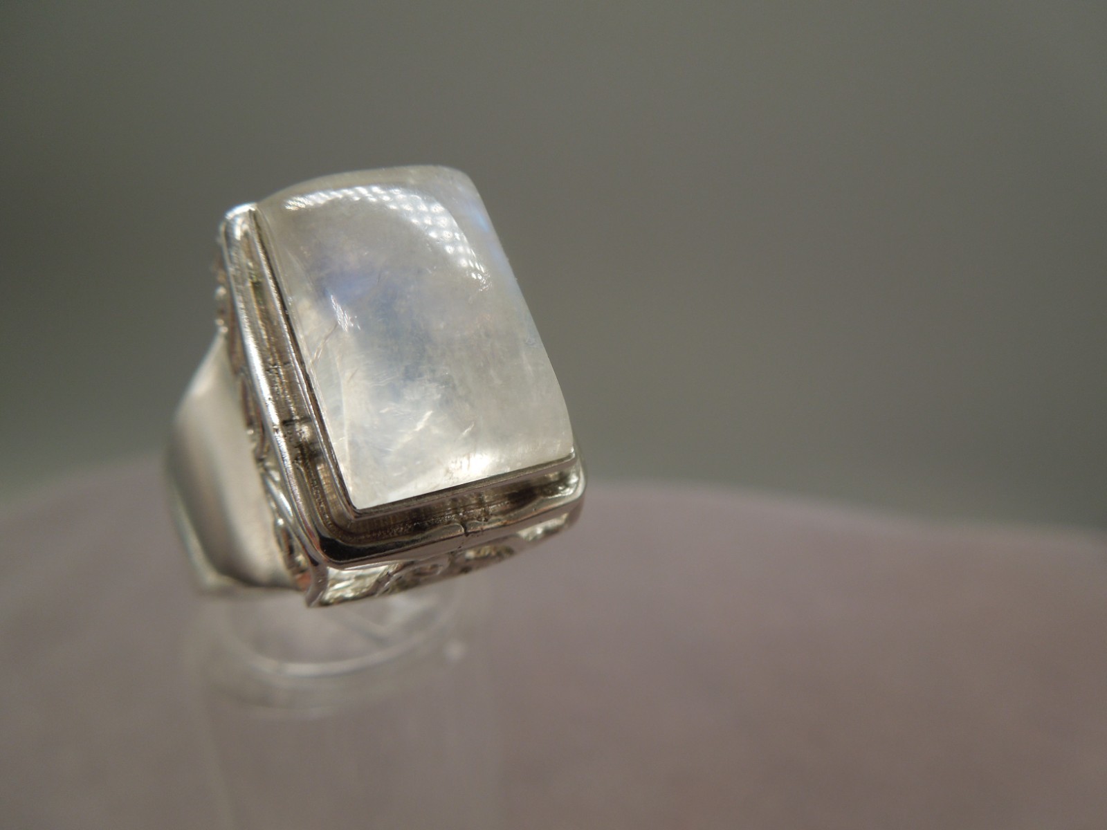 Sterling Silver Large Rectangular Moonstone in Hi… - image 4