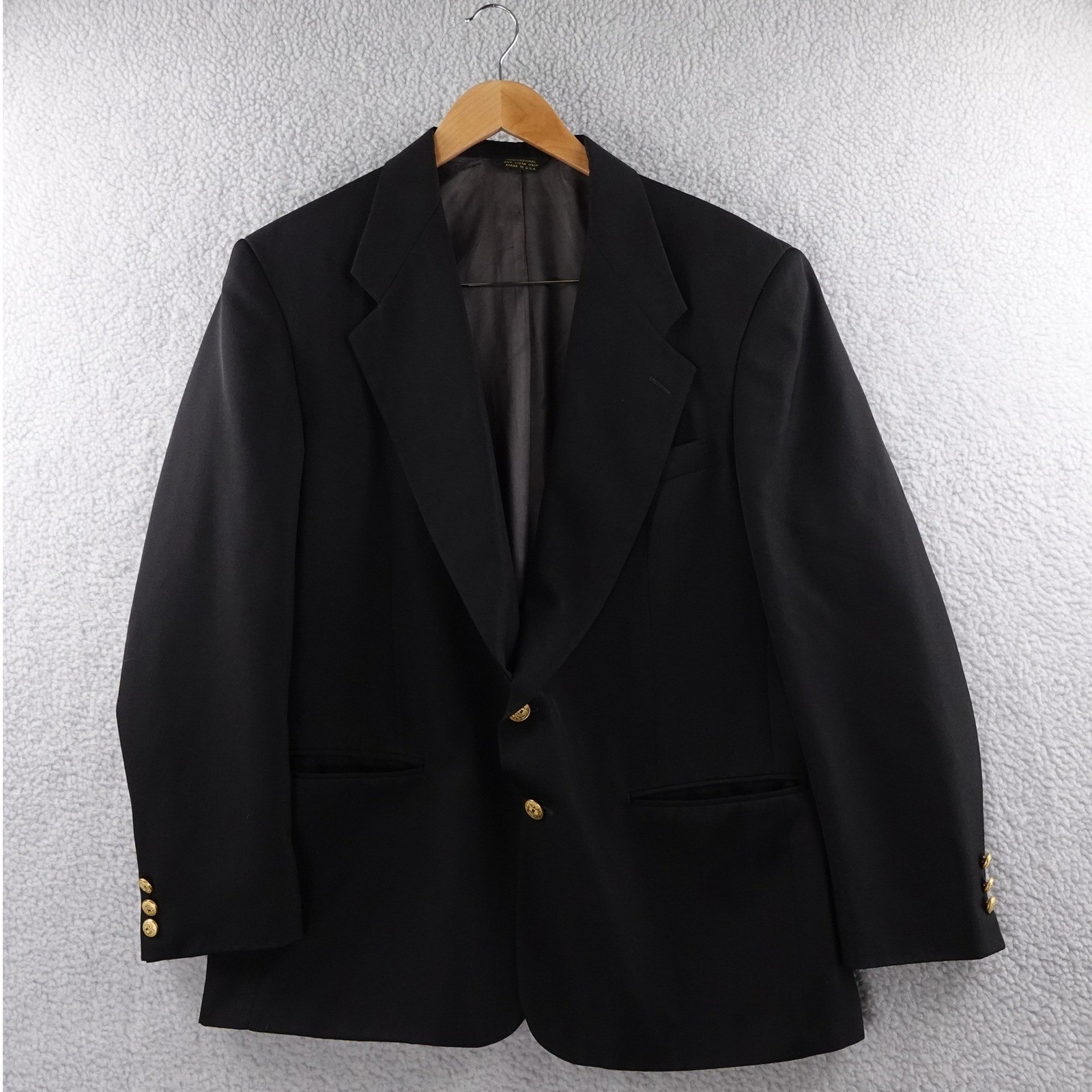 Monsieur Givenchy Black Blazer Gold Button Mens Business Jacket Made in USA 42R