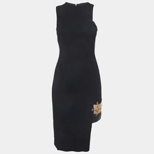 Versus Versace Black Crepe Sleeveless Fitted Dress S