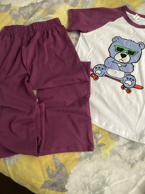 Neu Unisex Teddybär Skatebaord Shorts Kurzarm Pyjama Schlafanzug Set Alter 6-7