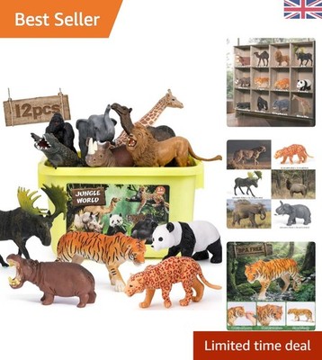 Jumbo Safari Tiere Figuren Set mit 12 realistischen Kreaturen und Aufbewahrungsbox