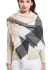  Couverture chaude femme écharpe carré hiver châles grand plaid gris rose 11