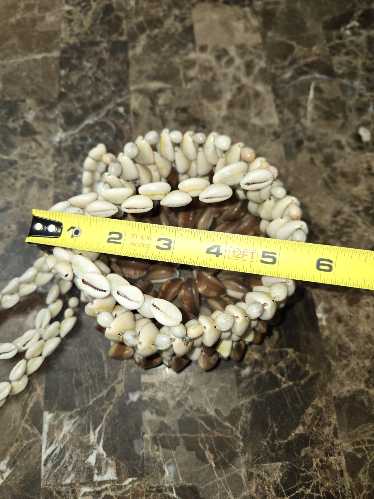 Vintage 70s Cowrie Shell Hanging Macrame Plant Holder Boho Mid Century 18"