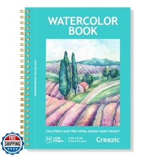 Creazic Watercolor Paper Pad, 5.5"x8.5   24 Sheets, 140lb/300g ,