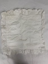 White cotton White Bow embroidered ruffled Pillow Cover 18" square