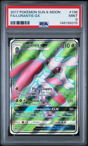 2017 POKEMON SUN & MOON #138 FULL ART/LURANTIS GX PSA 9