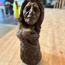 Vtg Red Mill Mfg Cigar Tobacco Store Indian Chief w/Eagle Figure 7" Resin 1993