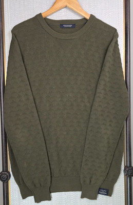 SCOTCH SODA Mens 100% Cotton Large Textured Woven Sweatshirt Sweater OD Green
