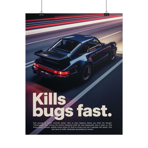 Porsche 911 Turbo 930 Poster - Retro Speed Kunstdruck "Kills Bugs Fast" Wandbild - Bild 51 von 84