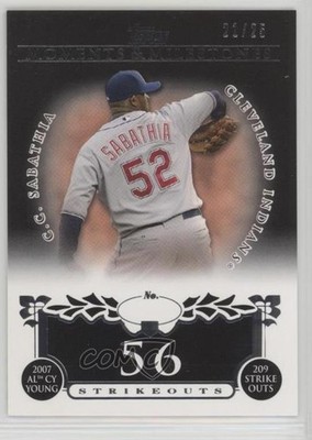 2008 Moments & Milestones Black 21/25 CC Sabathia (2007 AL Cy Young 209 Ks) g2u