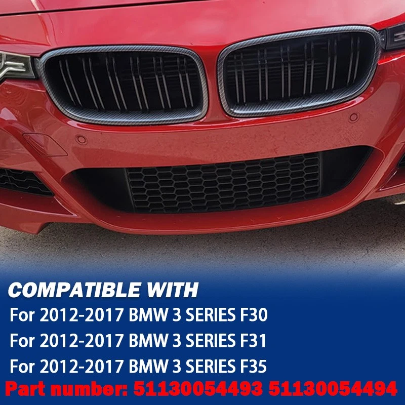 Carbon Fiber Dual Slat Front Grille For 2012-2018 BMW F30 F31 3-Series 320i/328i - Изображение 3 из 4