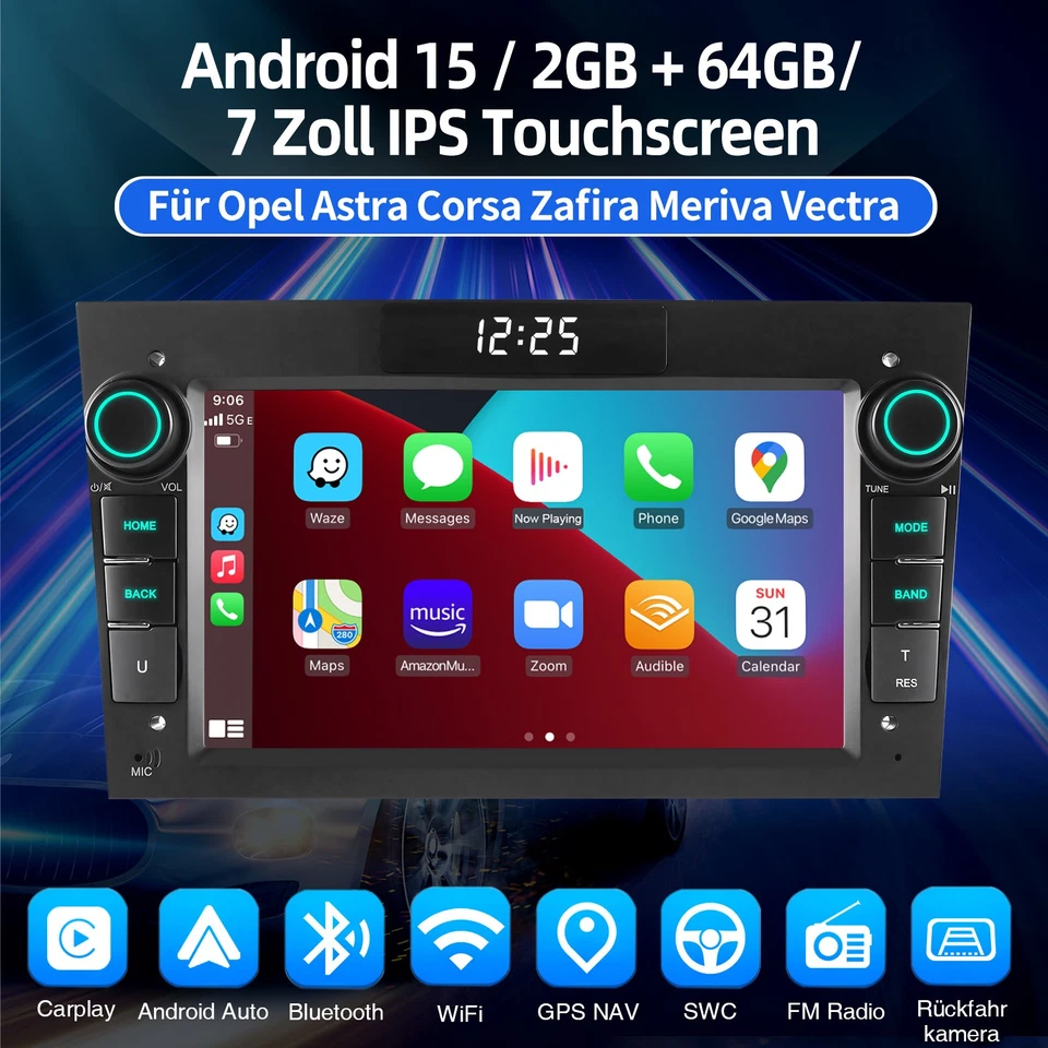 Android 15 Für Opel Astra H Corsa C D Vectra C Zafira B Autoradio GPS NAVI 2+64G - Bild 2 von 4