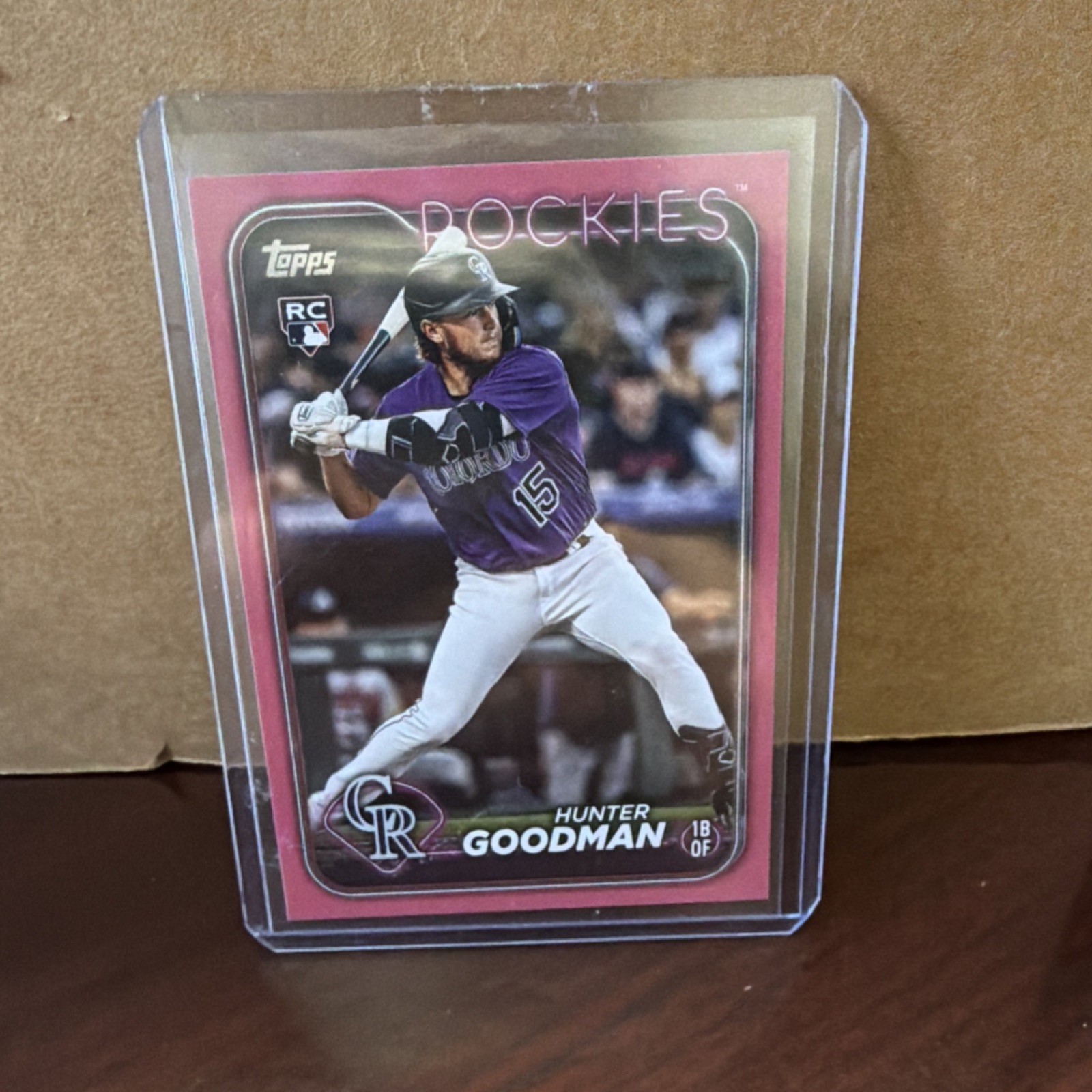 Topps 2024 Series 2 Hunter Goodman #432 Rockies Pink Mothers Day Parallel RC /50