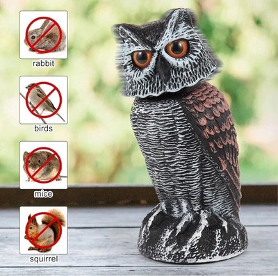 Owl Decoy Statue Protect Garden Yard Scare Birds Away Pigeon Repellent Scarecrow