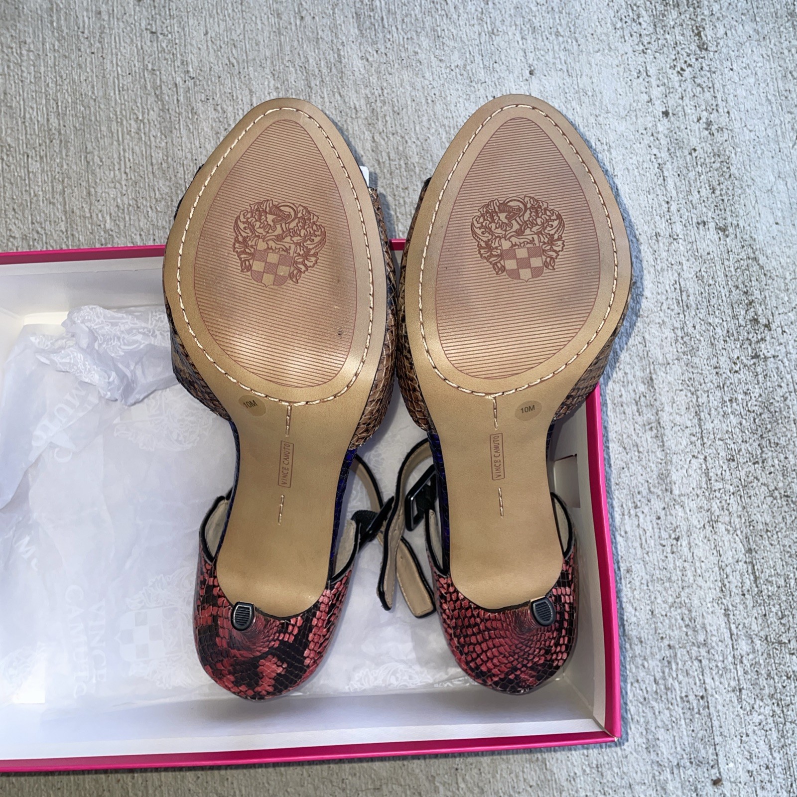 Vince Camuto Sessen, open toe python heels size 1… - image 4